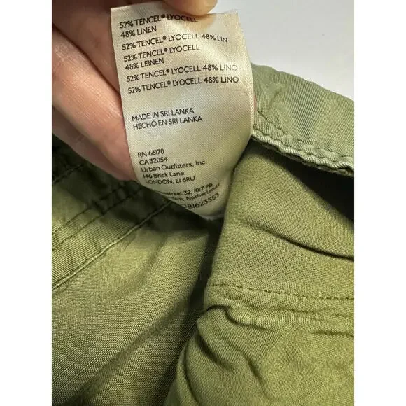 Anthropologie Linen Blend Cargo Utility Jogger Pants Womens 2 Boho Green NWOT - Picture 7 of 7